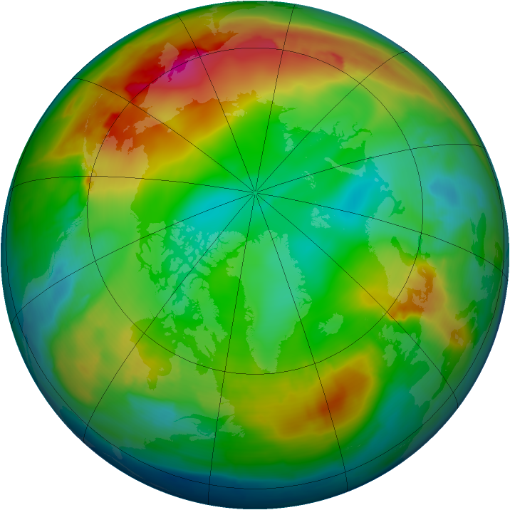 Arctic ozone map for 05 January 2014